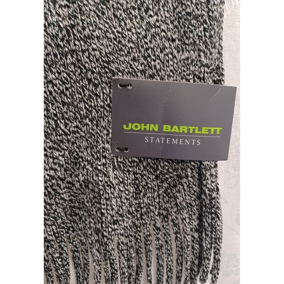 JOHN BARTLETT STATEMENTS MEN'S WINTER FRINGE MARBLED GRAY ACRYLIC SCARF NWT - Picture 3 of 6